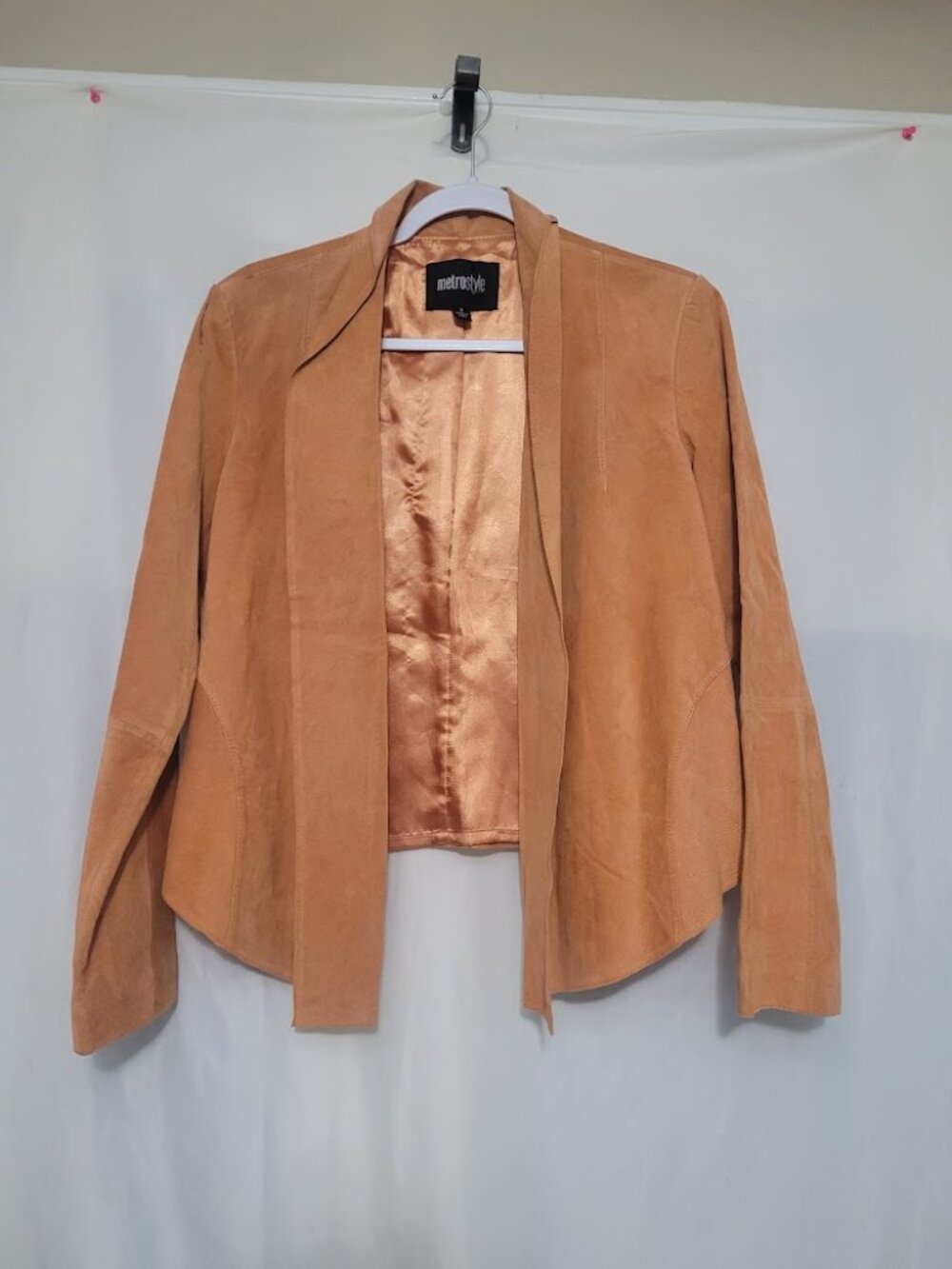 Metrostyle Open Front Suede Jacket